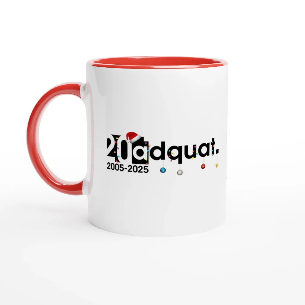 Mug en céramique blanche 325 ml | 20 ans Adquat Noël (Céramique rouge)