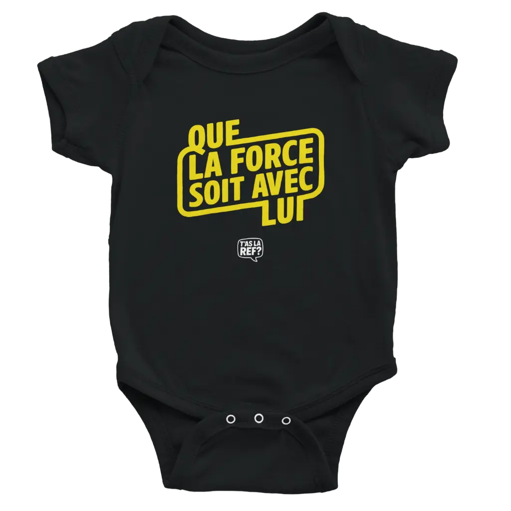 Body bébé | Que la Force soit avec lui (jaune) (Noir, 6M)