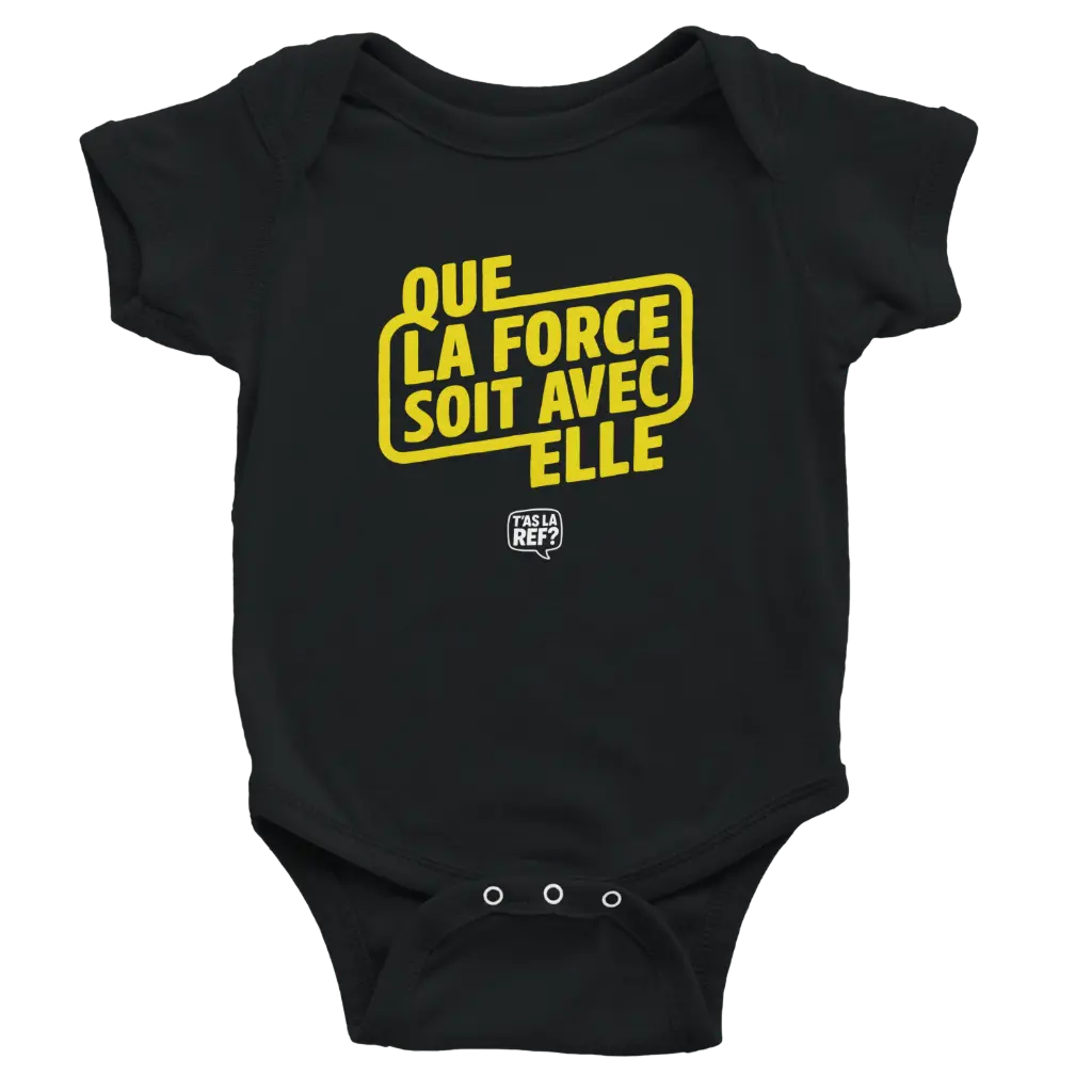 Body bébé | Que la Force soit avec elle (jaune) (Noir, 6M)