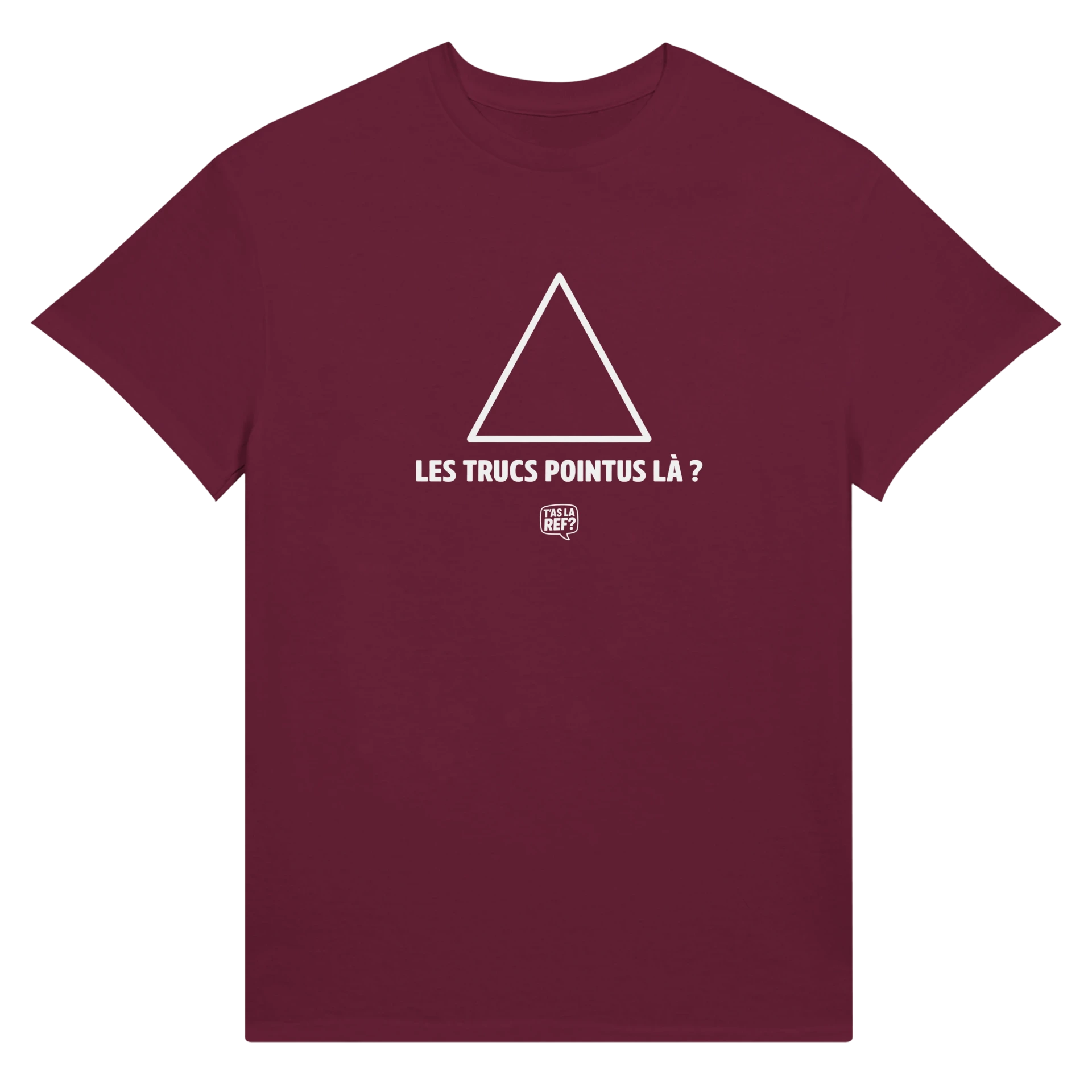 T-shirt coton unisexe rouge | Les trucs pointus là ? (Bordeaux, S)