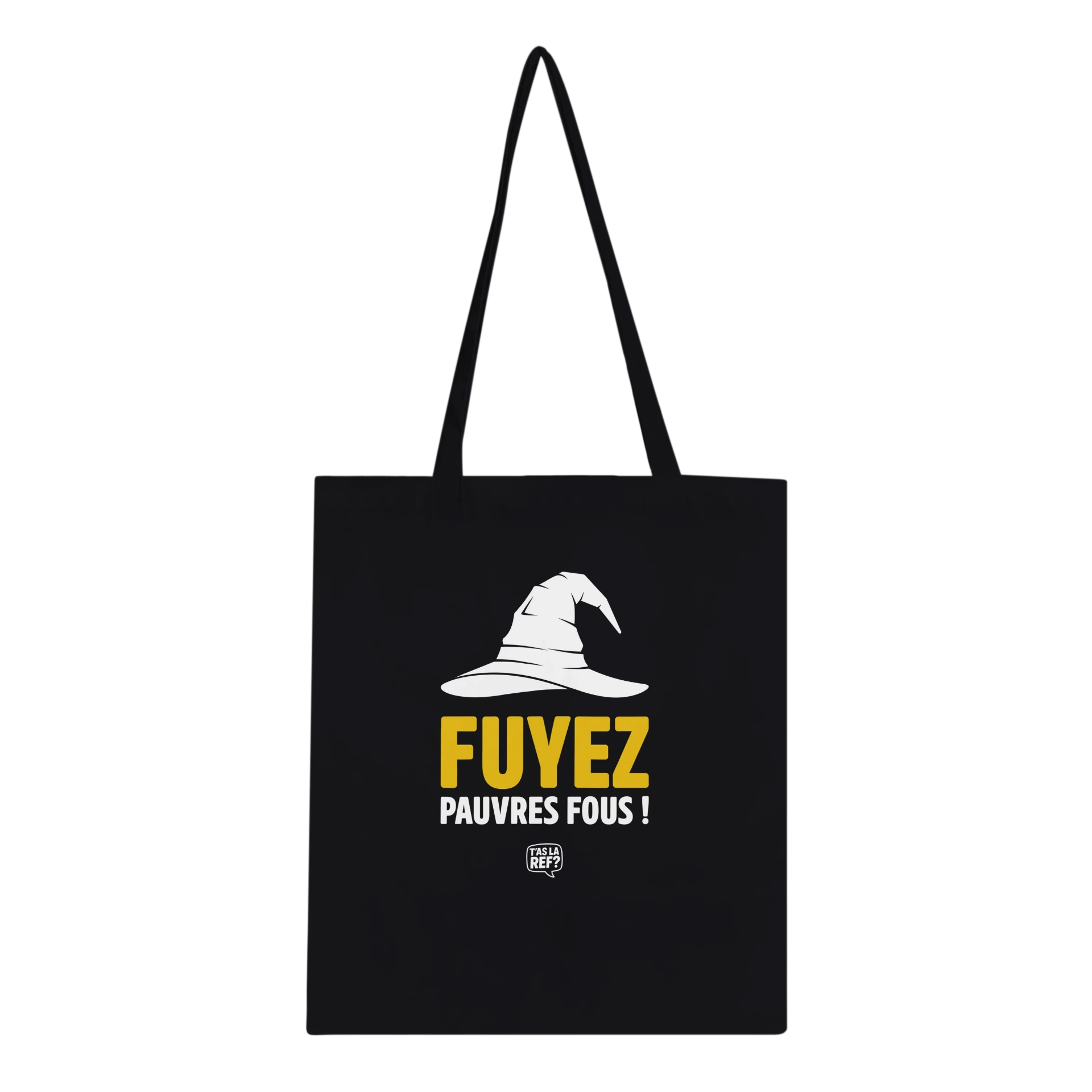 Tote bag sombre | Fuyez, pauvres fous ! (Noir)
